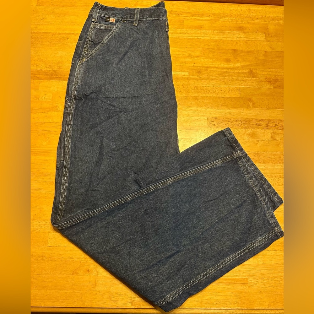 Men’s 38x34 Cat 2 Carhartt Straight Original Fit Pants Work Blue Jeans Pre-owned
